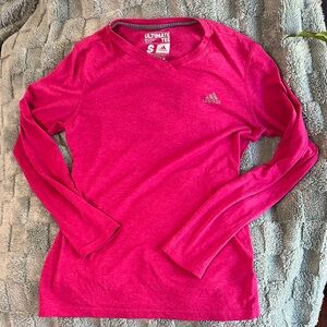 Adidas Ultimate Tee Pink Fitted Long Sleeve T-Shirt